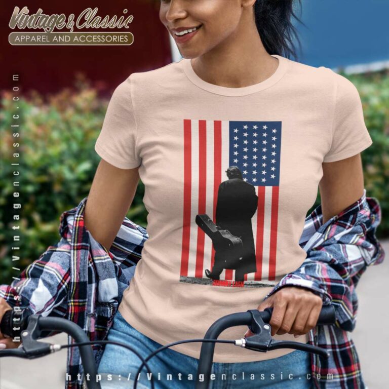 Johnny Cash American Flag Women TShirt Johnny Cash American Flag Women TShirt