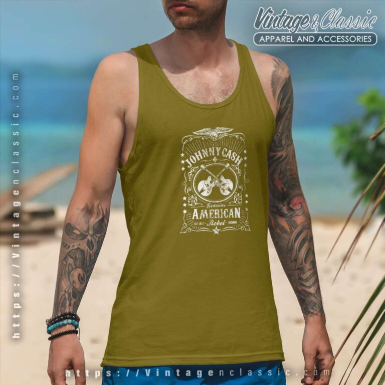 Johnny Cash American Rebel Tank Top Racerback Johnny Cash American Rebel Tank Top Racerback