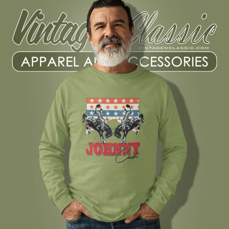 Johnny Cash Amerikanische Flagge Long Sleeve Tee Johnny Cash Amerikanische Flagge Long Sleeve Tee
