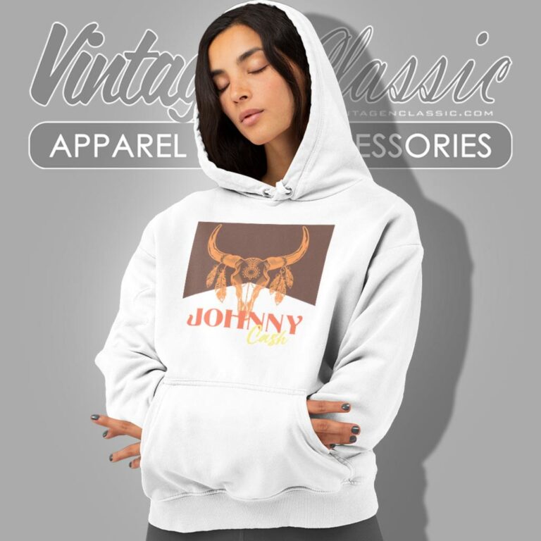 Johnny Cash Bull Skull Western Hoodie Johnny Cash Bull Skull Western Hoodie