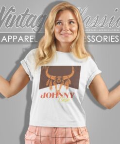 Johnny Cash Bull Skull Western Women T Shirt