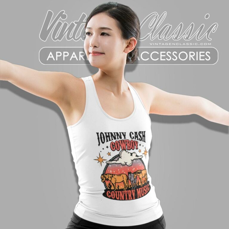 Johnny Cash Cowboy Country Music Tank Top Racerback Johnny Cash Cowboy Country Music Tank Top Racerback
