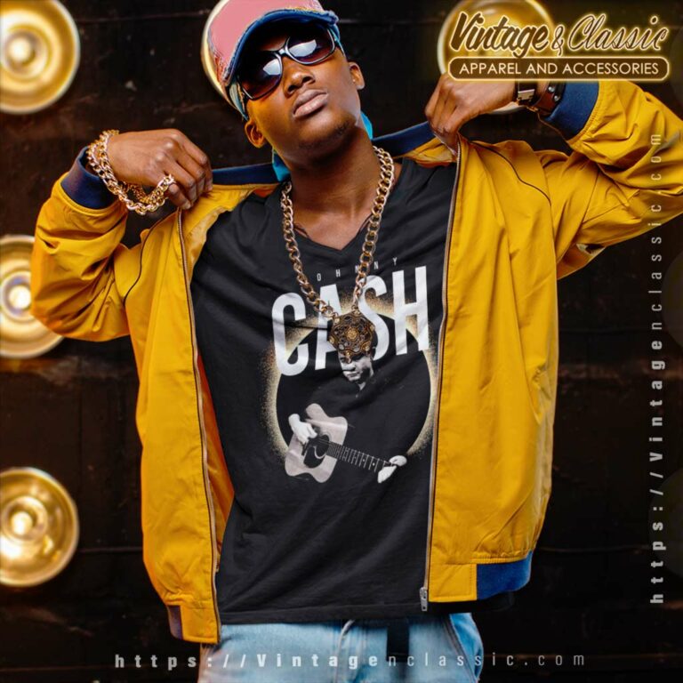 Johnny Cash Live Guitar V Neck TShirt Johnny Cash Live Guitar V Neck TShirt