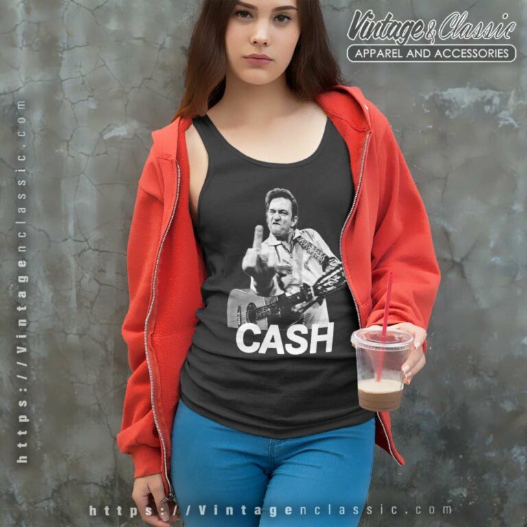 Johnny Cash Middle Finger Tank Top Racerback Johnny Cash Middle Finger Tank Top Racerback