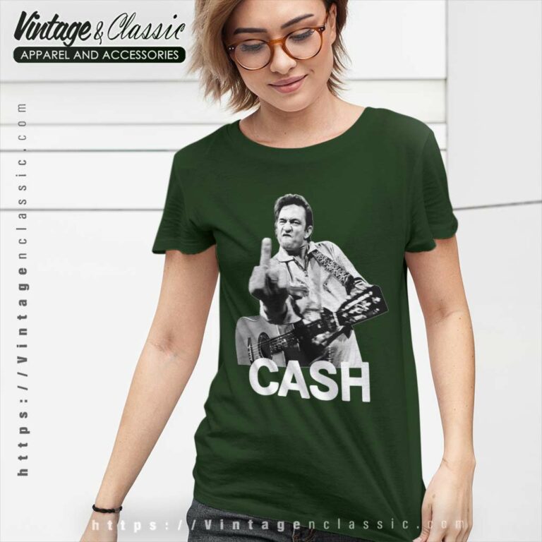 Johnny Cash Middle Finger Women TShirt Johnny Cash Middle Finger Women TShirt