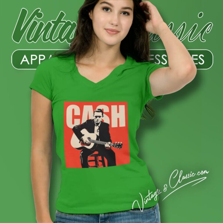 Johnny Cash One More Song Vintage V Neck TShirt Johnny Cash One More Song Vintage V Neck TShirt