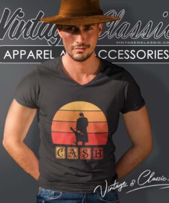 Johnny Cash Retro Art V Neck TShirt