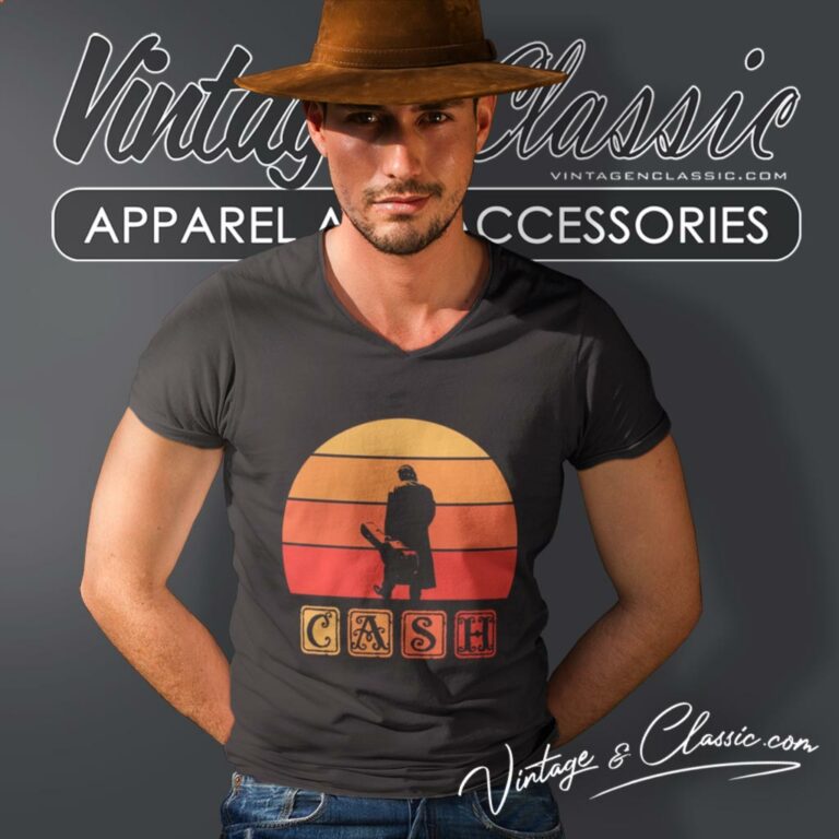 Johnny Cash Retro Art V Neck TShirt Johnny Cash Retro Art V Neck TShirt