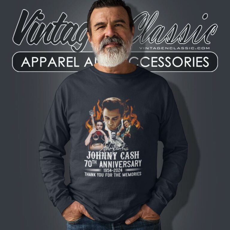 Johnny Cash Shirt 70th Anniversary 1954 2024 Thank You For The Memories Long Sleeve Tee Johnny Cash Shirt 70th Anniversary 1954 2024 Thank You For The Memories Long Sleeve Tee