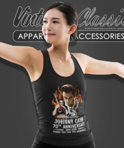 Johnny Cash Shirt 70th Anniversary 1954 2024 Thank You For The Memories Tank Top Racerback