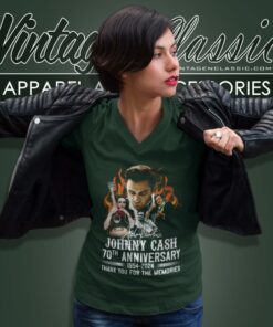 Johnny Cash Shirt 70th Anniversary 1954 2024 Thank You For The Memories V Neck TShirt