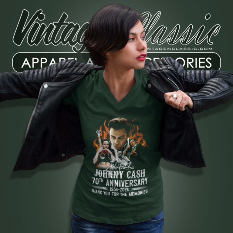 Johnny Cash Shirt 70th Anniversary 1954 2024 Thank You For The Memories V Neck TShirt Johnny Cash Shirt 70th Anniversary 1954 2024 Thank You For The Memories V Neck TShirt