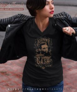 Johnny Cash Shirt I Walk The Line V Neck TShirt