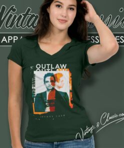 Johnny Cash Shirt Outlaw Mugshot 50s Rockabilly Classic Rock V Neck TShirt 1