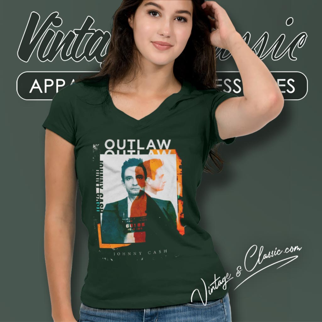 T-shirt Johnny Cash Mug Shot - Noir - Message American Rebel - Coupe Classique Unisexe