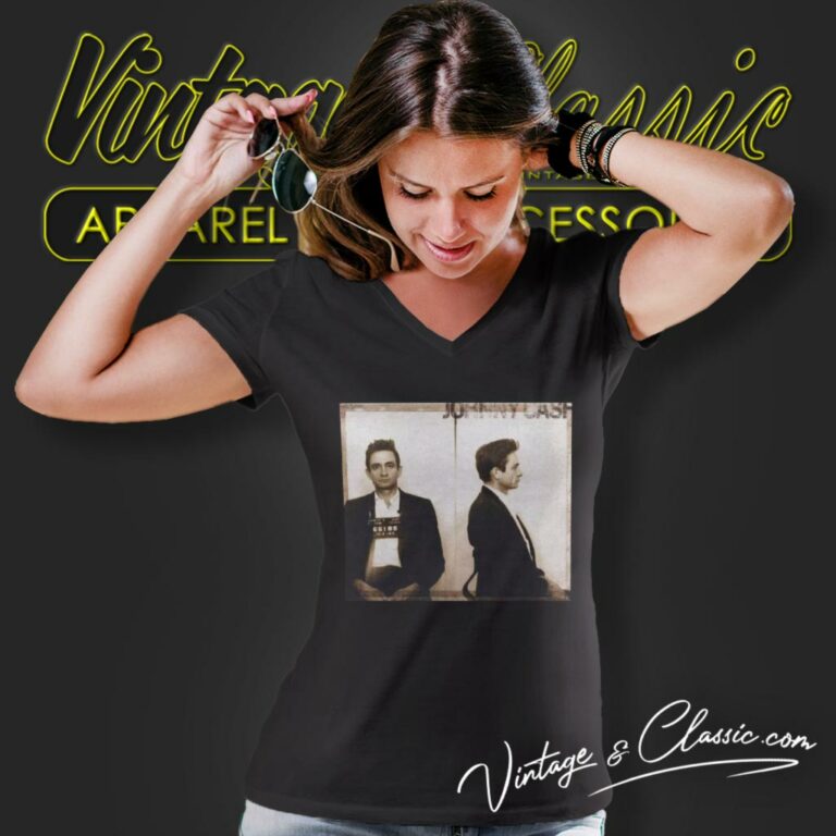 Johnny Cash Shirt Popular Mugshot Photograph V Neck TShirt Johnny Cash Shirt Popular Mugshot Photograph V Neck TShirt