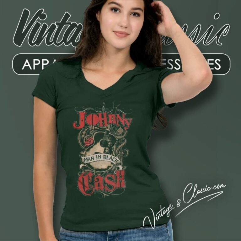 Johnny Cash The Man In Black V Neck TShirt 1 Johnny Cash The Man In Black V Neck TShirt 1