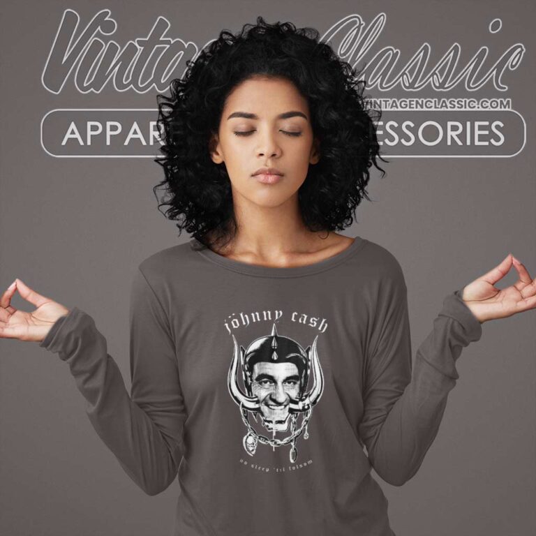 Johnny Cash X Motorhead No Sleep Til Folsom Long Sleeve Tee Johnny Cash X Motorhead No Sleep Til Folsom Long Sleeve Tee
