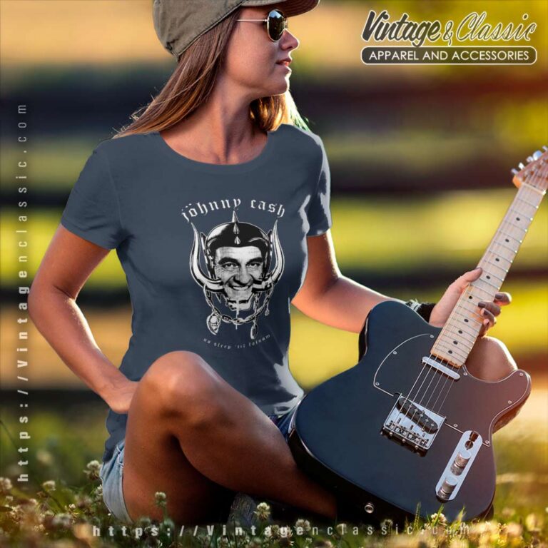 Johnny Cash X Motorhead No Sleep Til Folsom Women TShirt Johnny Cash X Motorhead No Sleep Til Folsom Women TShirt