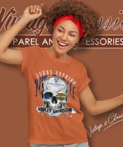 Johns Hopkins University Harley Davidson Skull Women T Shirt