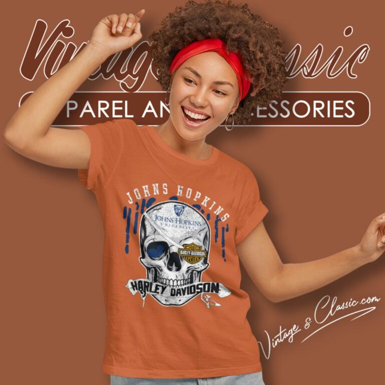 Johns Hopkins University Harley Davidson Skull Women T Shirt Johns Hopkins University Harley Davidson Skull Women T Shirt