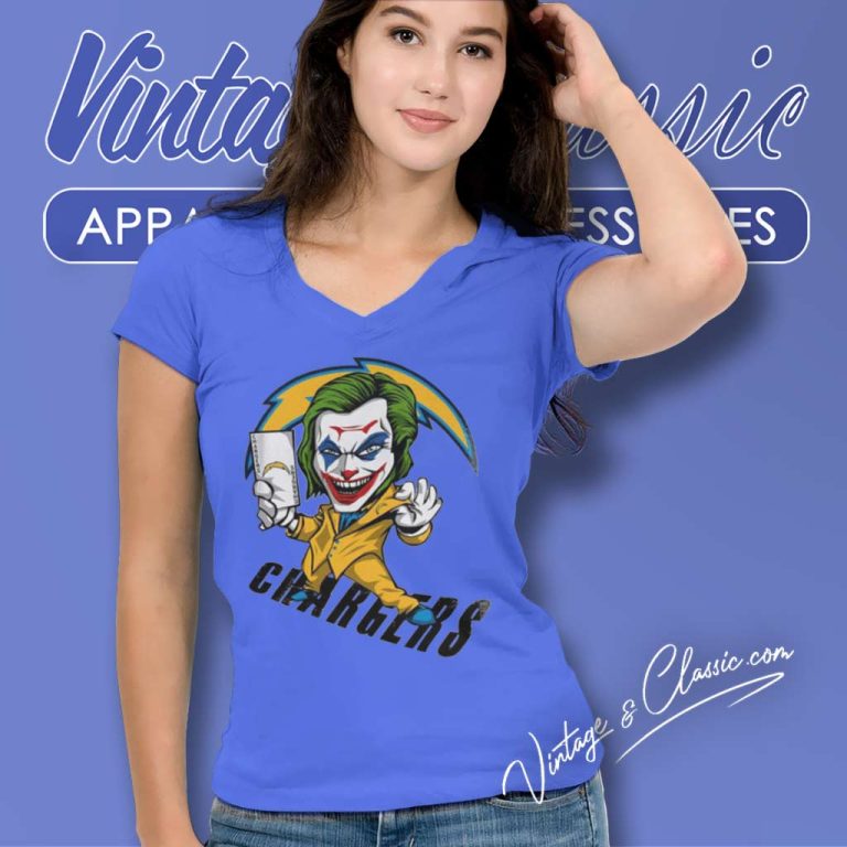 Joker Smile Los Angeles Chargers V Neck TShirt Joker Smile Los Angeles Chargers V Neck TShirt
