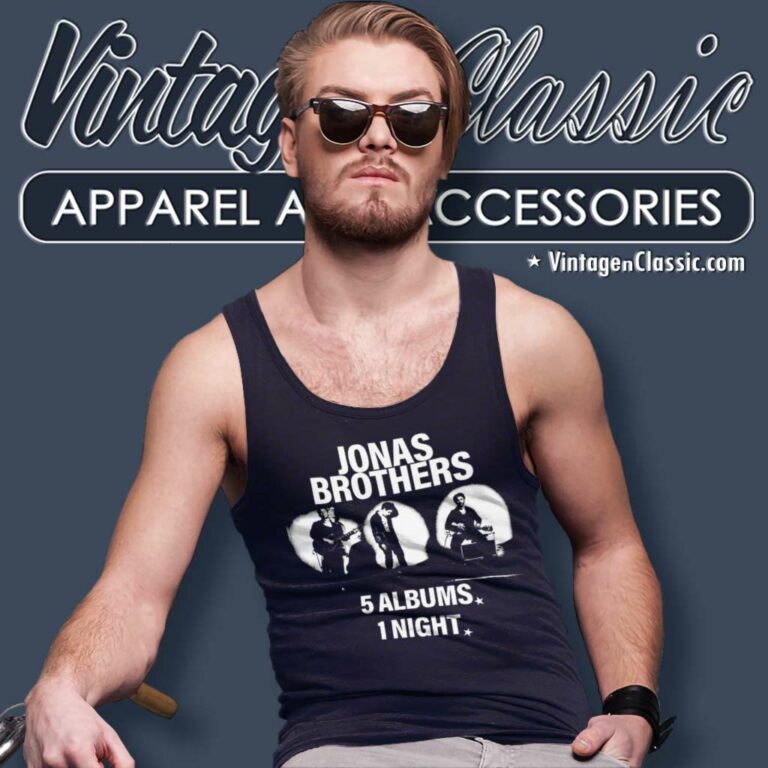 Jonas Brothers 5 Albums 1 Night Tank Top Racerback Jonas Brothers 5 Albums 1 Night Tank Top Racerback