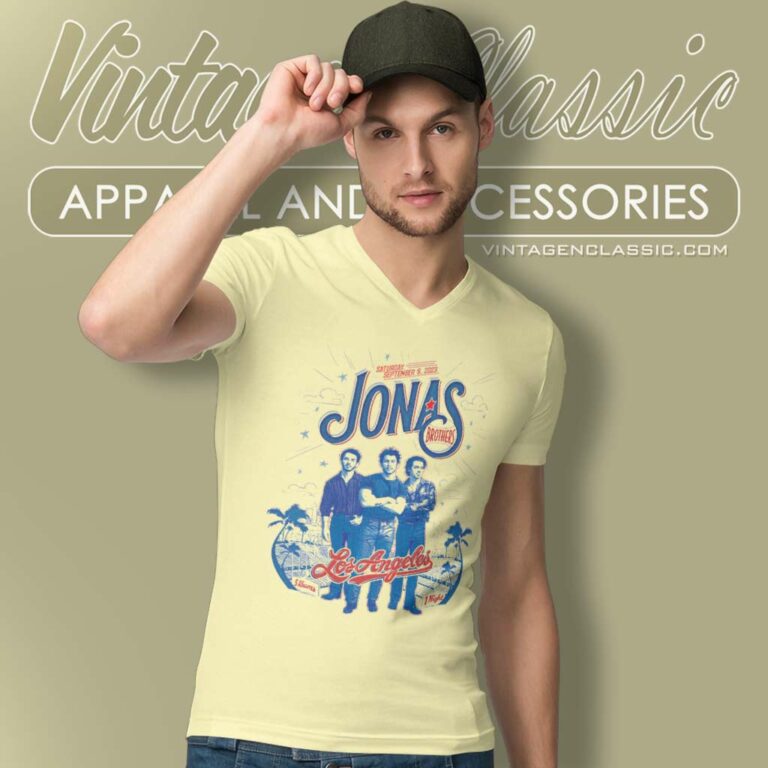 Jonas Brothers Los Angeles V Neck TShirt Jonas Brothers Los Angeles V Neck TShirt