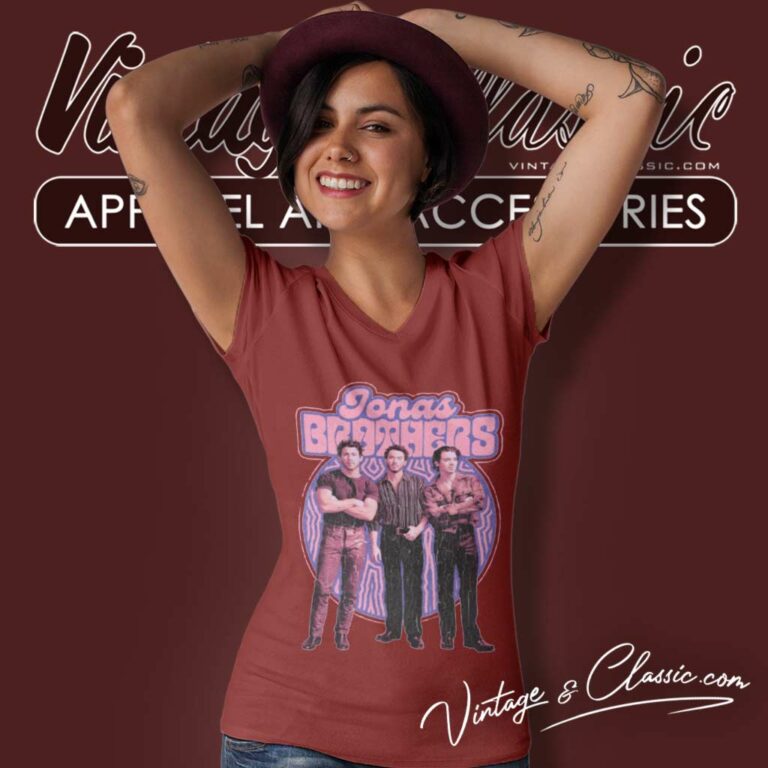 Jonas Brothers Purple Retro V Neck TShirt Jonas Brothers Purple Retro V Neck TShirt