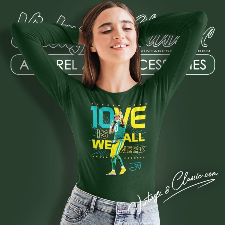 Jordan Love Green Bay Packers Love Is All We Need Signature Long Sleeve Tee Jordan Love Green Bay Packers Love Is All We Need Signature Long Sleeve Tee