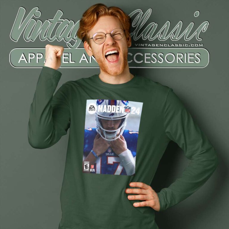 Josh Allen Lands Madden 24 Cover Long Sleeve Tee Josh Allen Lands Madden 24 Cover Long Sleeve Tee