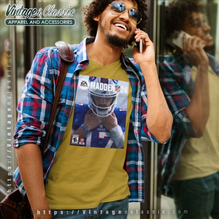 Josh Allen Lands Madden 24 Cover V Neck TShirt Josh Allen Lands Madden 24 Cover V Neck TShirt