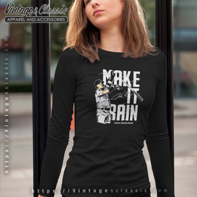 Josh Donaldson New York Yankees Make It Rain Long Sleeve Tee Josh Donaldson New York Yankees Make It Rain Long Sleeve Tee