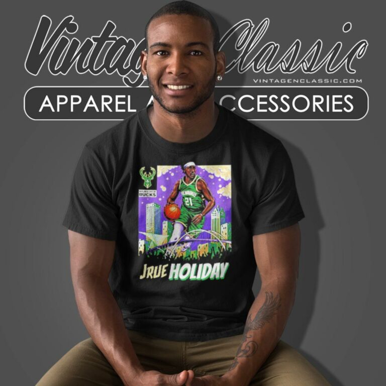 Jrue Holiday Skyline Milwaukee Bucks T Shirt Jrue Holiday Skyline Milwaukee Bucks T Shirt