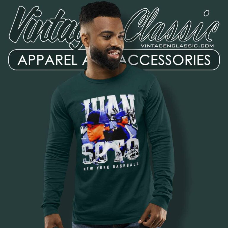 Juan Soto Yankees Collage Signature Long Sleeve Tee Juan Soto Yankees Collage Signature Long Sleeve Tee