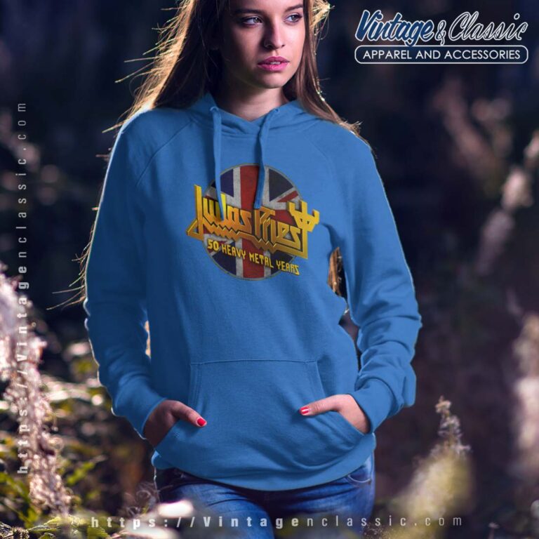 Judas Priest 50 Years Union Jack Circle Women Hoodie Judas Priest 50 Years Union Jack Circle Women Hoodie