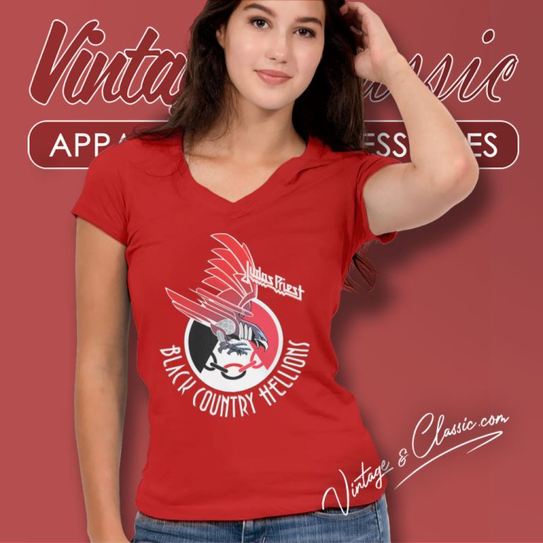 Judas Priest Black Country Hellions V Neck TShirt Judas Priest Black Country Hellions V Neck TShirt