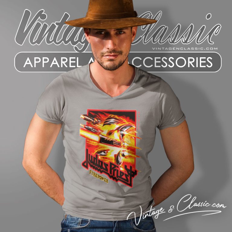 Judas Priest Firepower Figures V Neck TShirt Judas Priest Firepower Figures V Neck TShirt