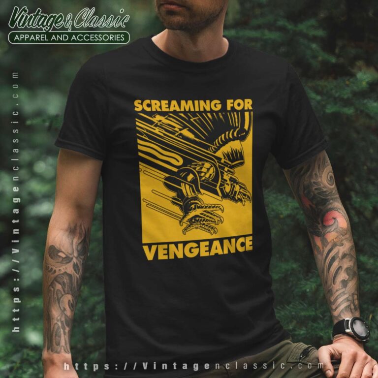 Judas Priest Screaming For Vengeance Gold Square Tshirt Judas Priest Screaming For Vengeance Gold Square Tshirt