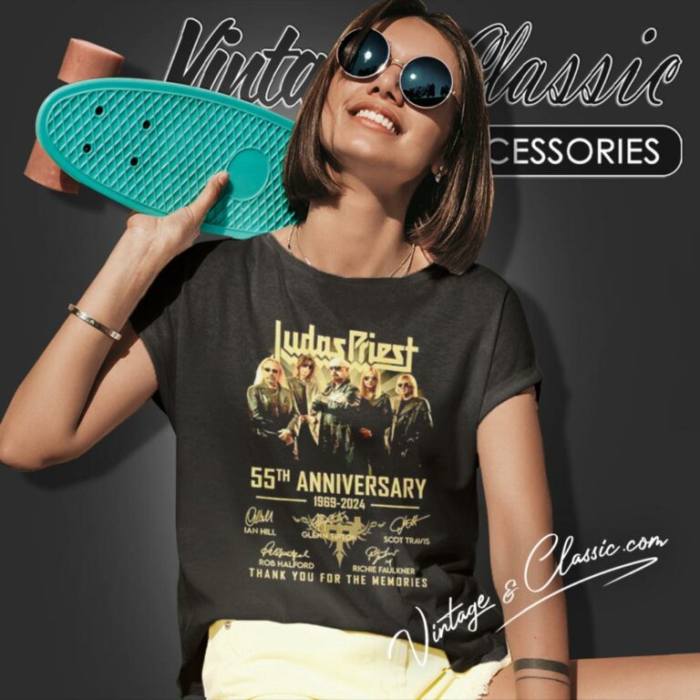 Judas Priest Shirt 55th Anniversary 1969 2024 Thank You For The Memories Women T Shirt Judas Priest Shirt 55th Anniversary 1969 2024 Thank You For The Memories Women T Shirt