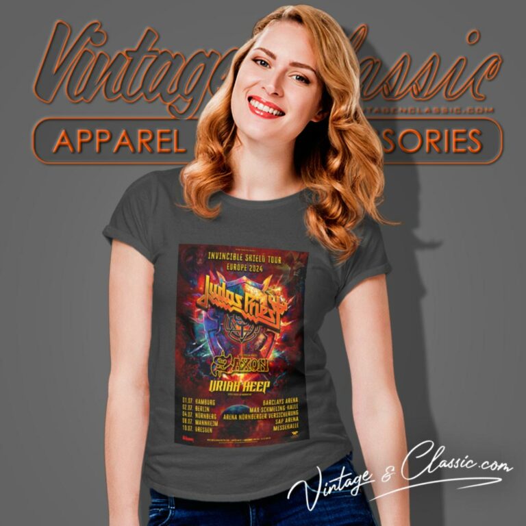 Judas Priest Shirt Announce 2024 Invincible Shield Tour Dates Women T Shirt Judas Priest Shirt Announce 2024 Invincible Shield Tour Dates Women T Shirt