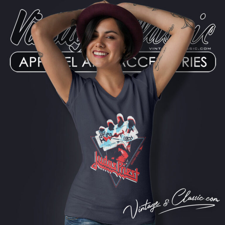 Judas Priest Shirt British Steel Hand Triangle V Neck TShirt Judas Priest Shirt British Steel Hand Triangle V Neck TShirt