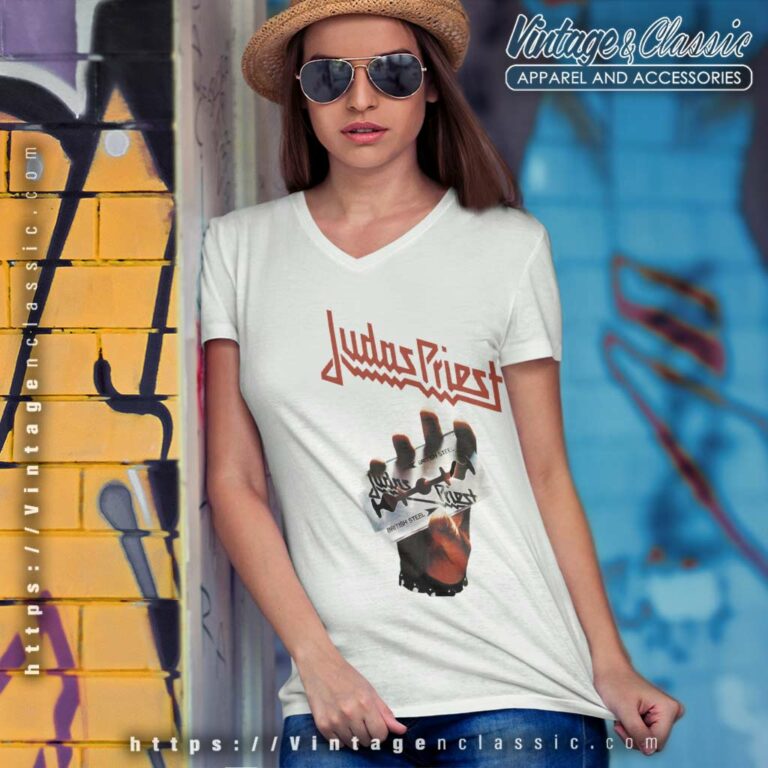 Judas Priest Shirt British Steel V Neck TShirt Judas Priest Shirt British Steel V Neck TShirt