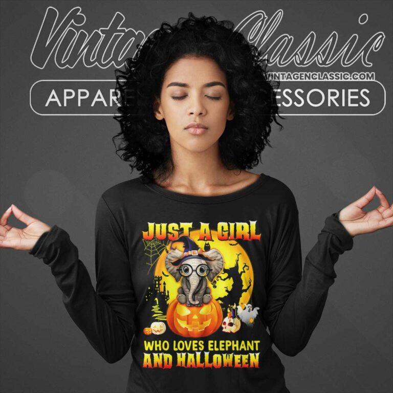 Just A Girl Who Loves Elephants Halloween Long Sleeve Tee Just A Girl Who Loves Elephants Halloween Long Sleeve Tee
