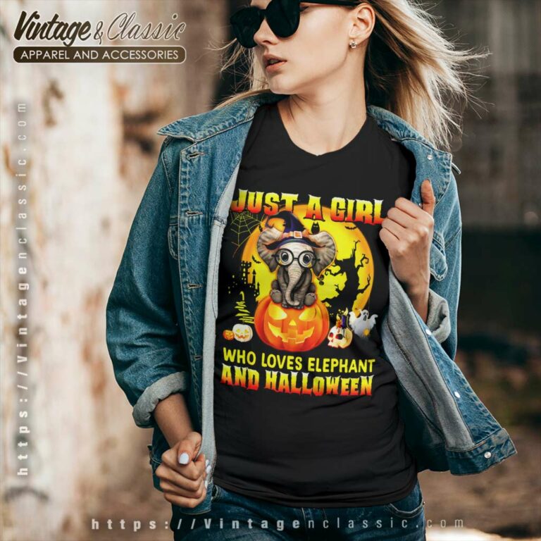 Just A Girl Who Loves Elephants Halloween V Neck TShirt Just A Girl Who Loves Elephants Halloween V Neck TShirt