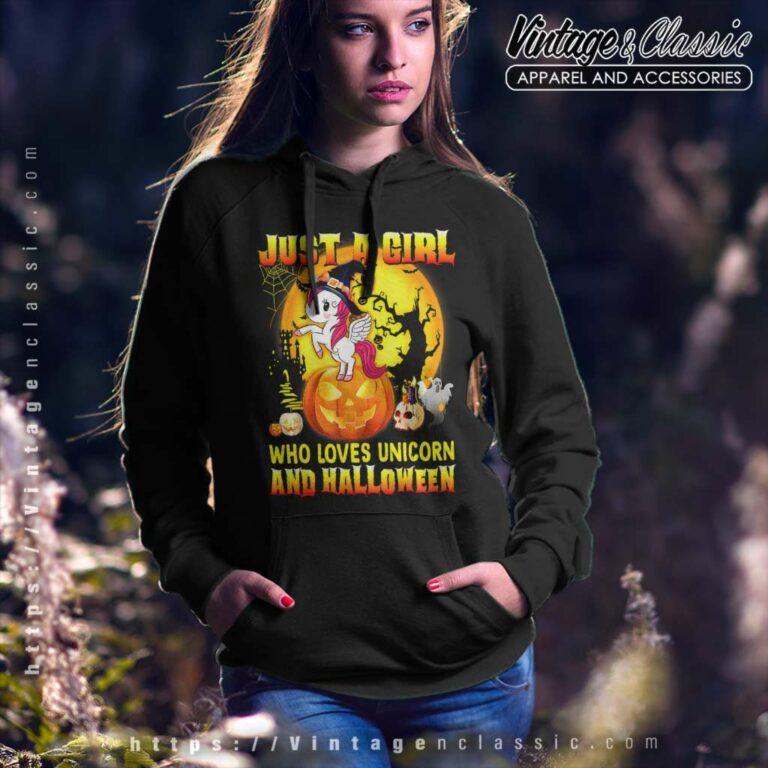 Just A Girl Love Unicorn Halloween Hoodie Just A Girl Love Unicorn Halloween Hoodie