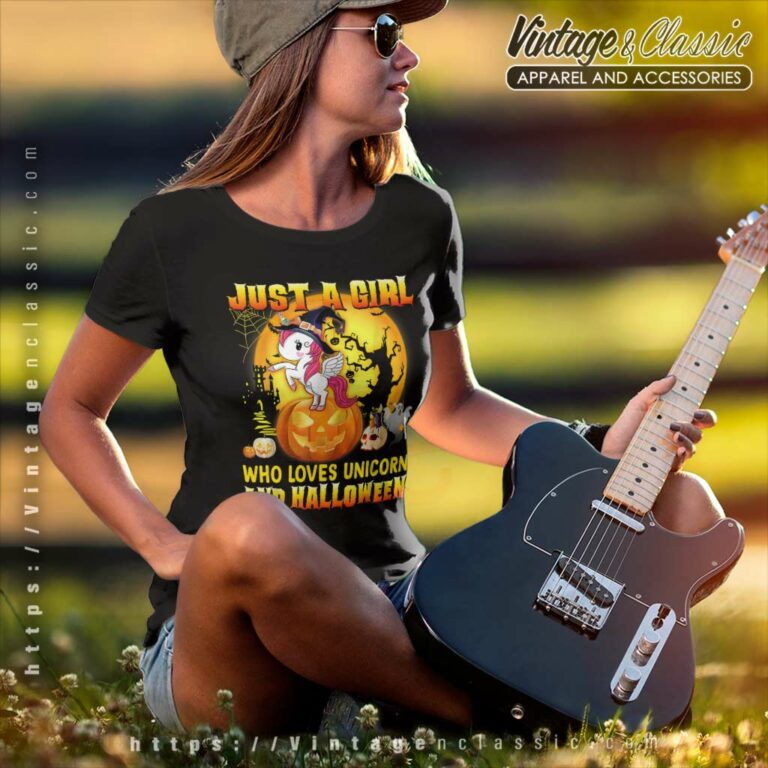 Just A Girl Love Unicorn Halloween Women TShirt Just A Girl Love Unicorn Halloween Women TShirt