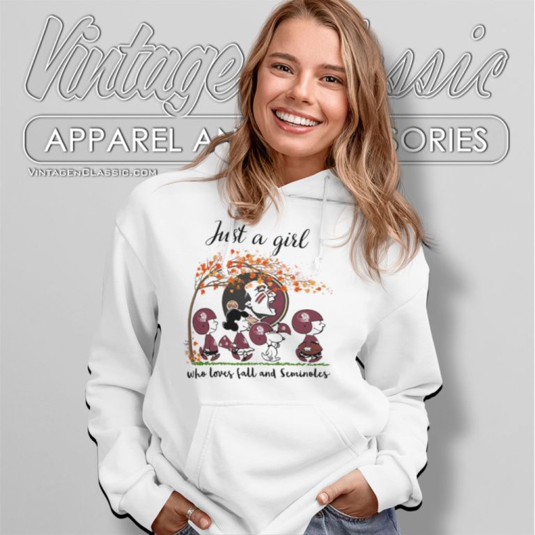 Just A Girl Who Loves Fall And Seminoles Peanuts Cartoon Halloween Hoodie Just A Girl Who Loves Fall And Seminoles Peanuts Cartoon Halloween Hoodie