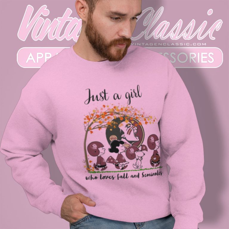Just A Girl Who Loves Fall And Seminoles Peanuts Cartoon Halloween Sweatshirt Just A Girl Who Loves Fall And Seminoles Peanuts Cartoon Halloween Sweatshirt