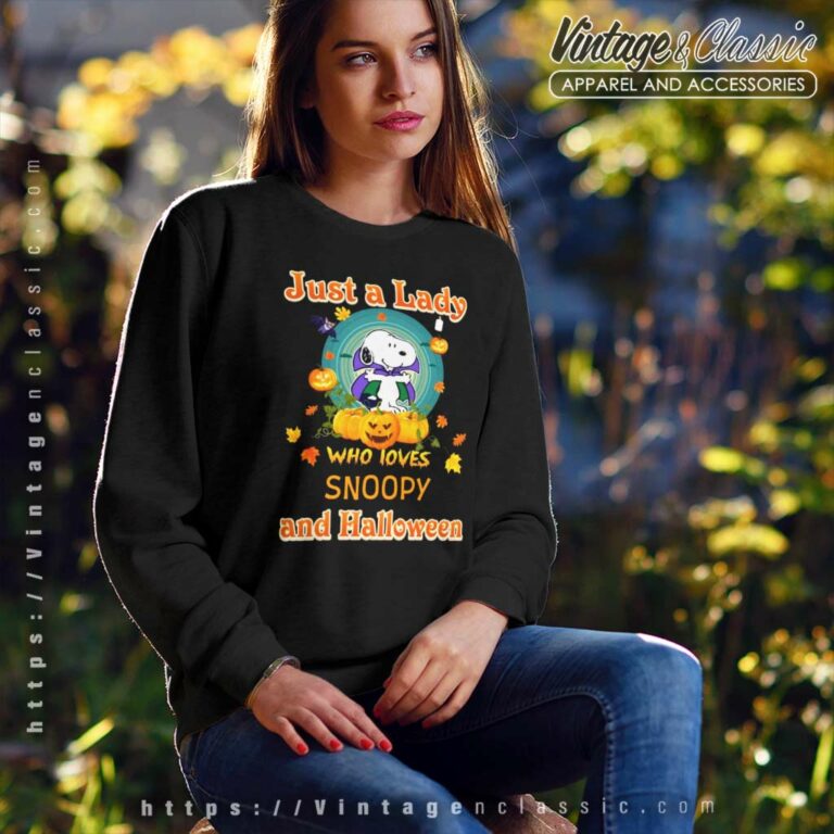 Just A Lady Love Snoopy Halloween Sweatshirt Just A Lady Love Snoopy Halloween Sweatshirt